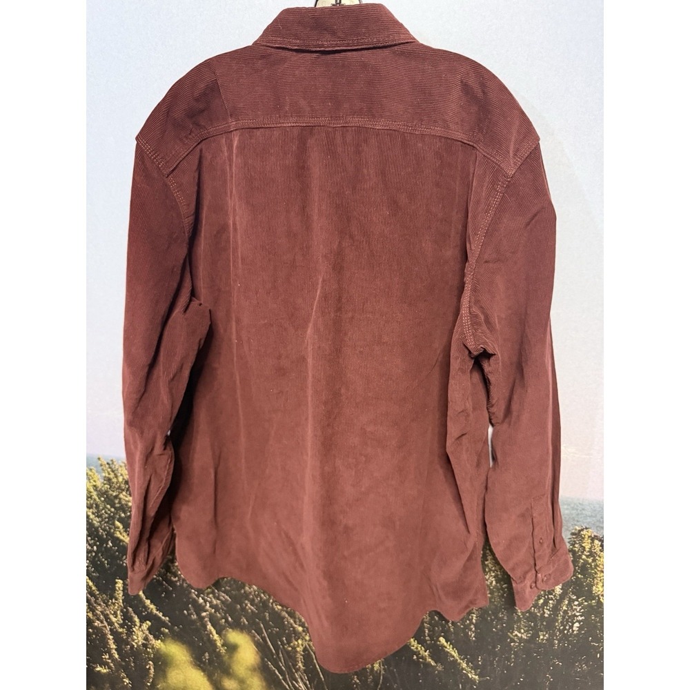 L.L. Bean Corduroy Shirt XL tall Burgundy Long Sleeve Button-Up Classic Fit - Picture 2 of 5